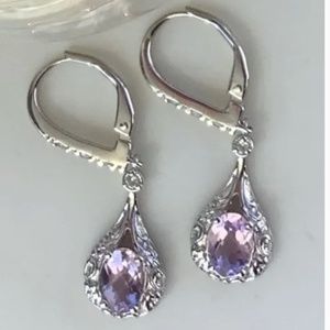 Lovely 925 Sterling Silver Dangling Latch Back Earrings